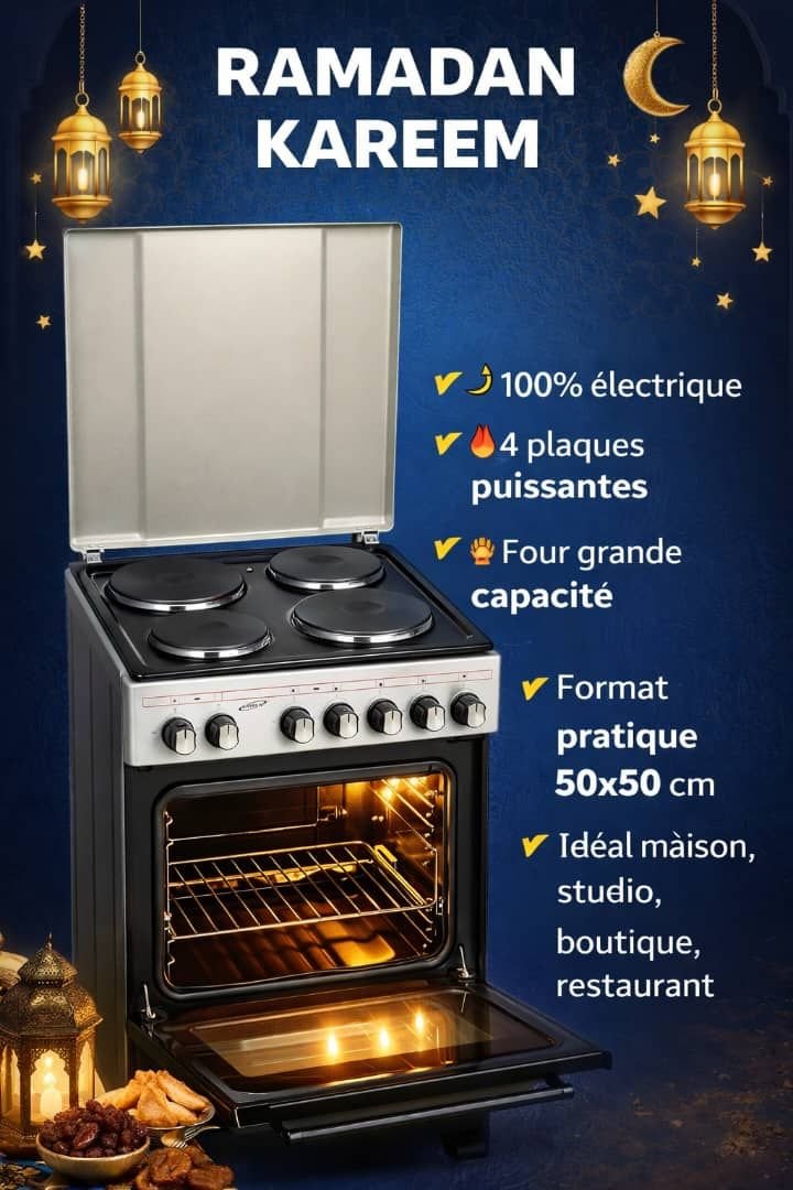🔥 CUISINIÈRE ÉLECTRIQUE 4 FEUX + FOUR INTÉGRÉ