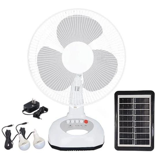 Ventilateur Solaire Rechargeable + 2 ampoules